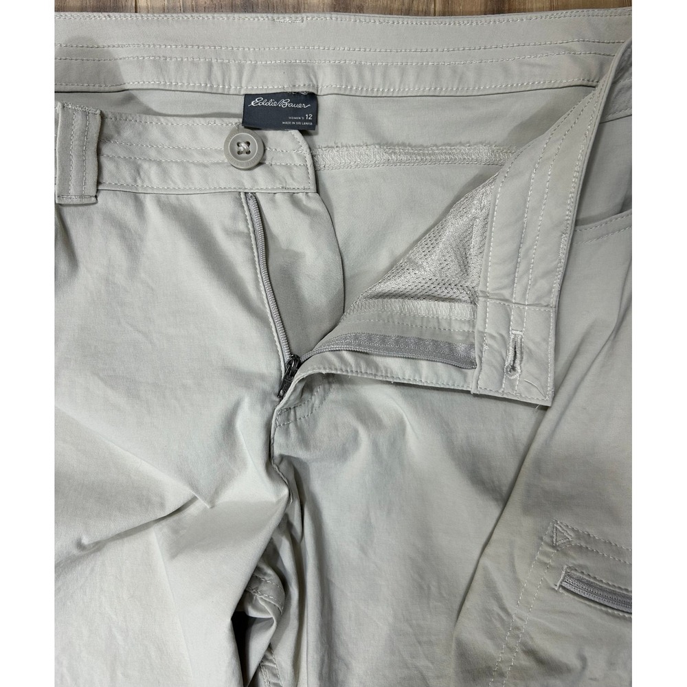 Eddie Bauer Pants Women 12 Beige Guide Pro Cargo Outdoor Lightweight Hiking GORP - Picture 7 of 13